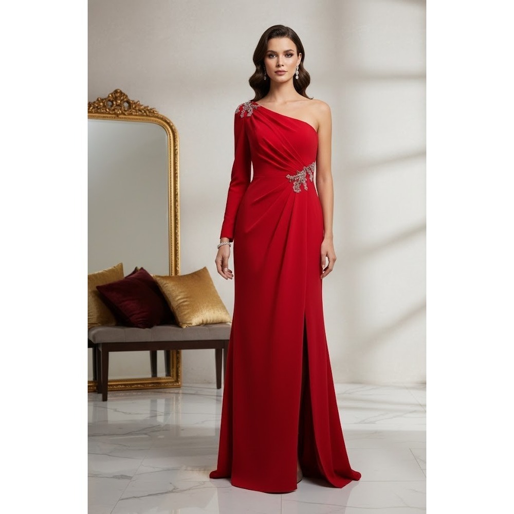 Marchesa Notte one shoulder dress embellished sequins beaded gown front 8